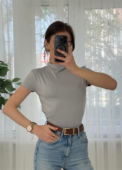Buzzy Gri Bebe Kol Basic Yaka Tshirt