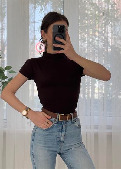 Buzzy Kahverengi Bebe Kol Basic Yaka Tshirt