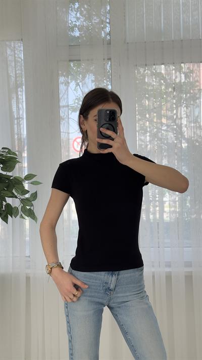 Buzzy Siyah Bebe Kol Basic Yaka Tshirt