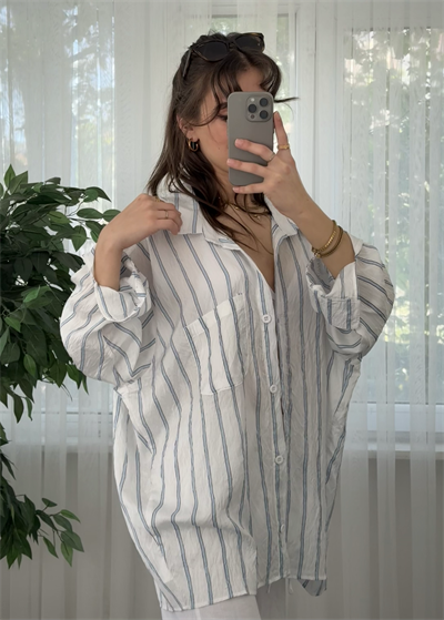 Çizgili Beyaz Crush Gömlek