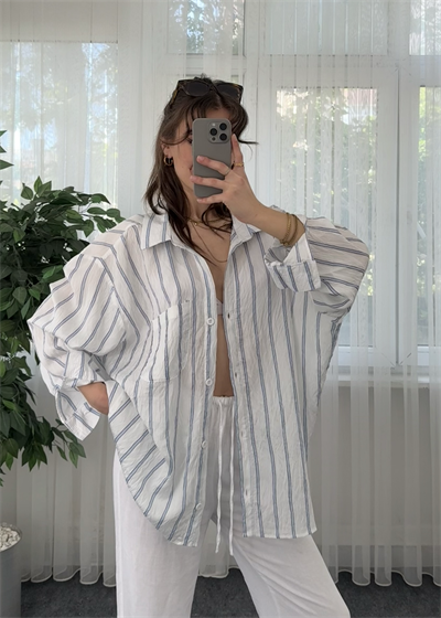 Çizgili Beyaz Crush Gömlek