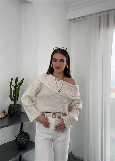 Degaje Yaka Fitilli Krem Kazak 