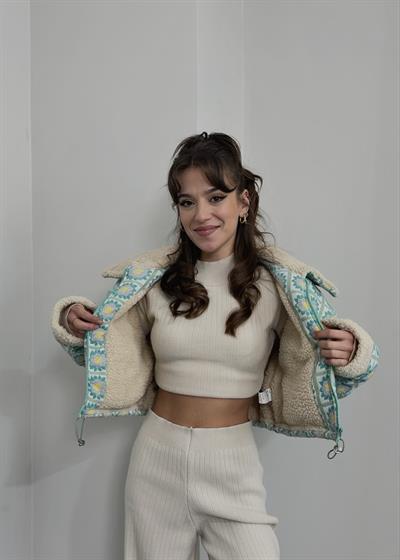 Desenli İçi Kürklü Ayarlanabilir Mont 