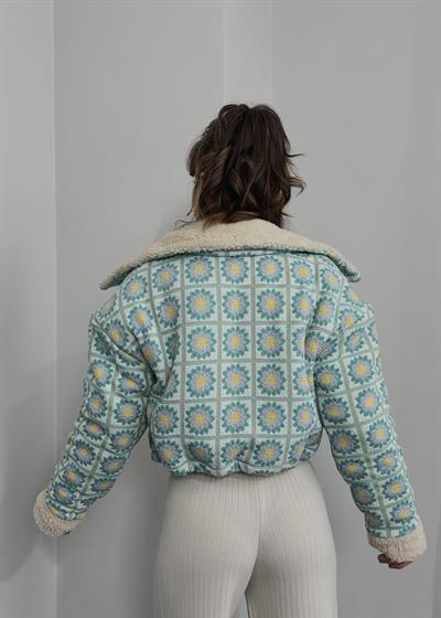 Desenli İçi Kürklü Ayarlanabilir Mont 