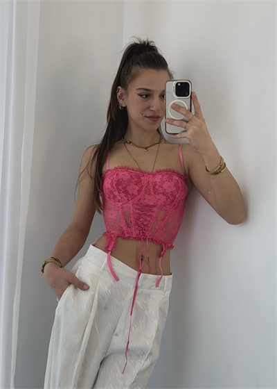 Fuşya Transparan Detaylı Cop 