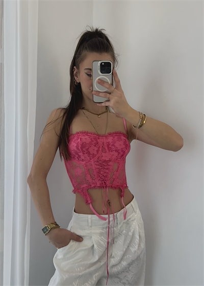 Fuşya Transparan Detaylı Cop 