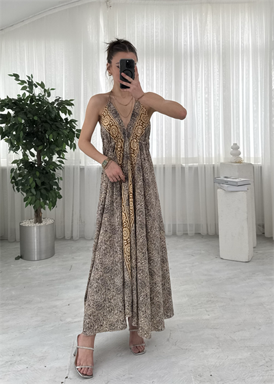 Gloria Sırt Dekolteli Hint İpeği Elbise 
