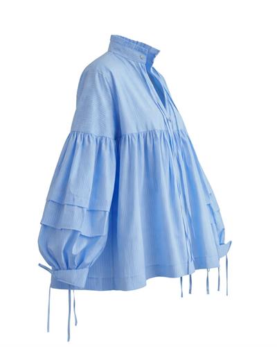 Harmony Mavi Çizgili İpli Poplin Gömlek 