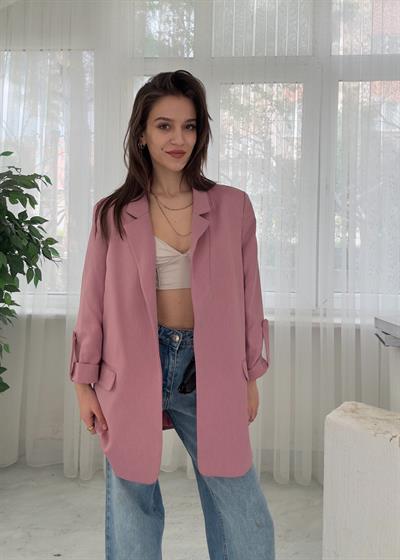 Helen Pudra Premium Kol Katlamalı Poliviskon Blazer 