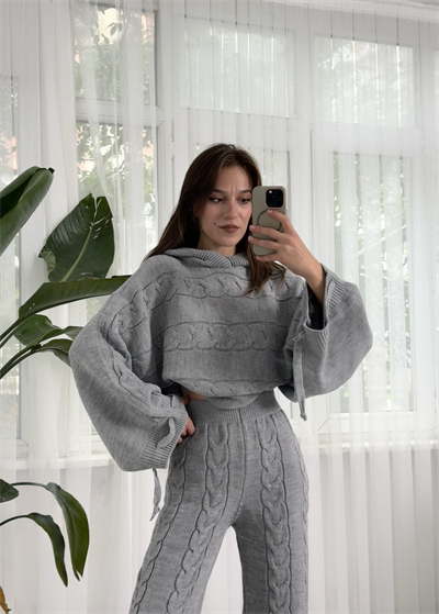 Hoddie Gri Triko Takım