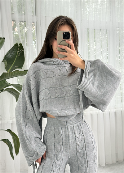 Hoddie Gri Triko Takım