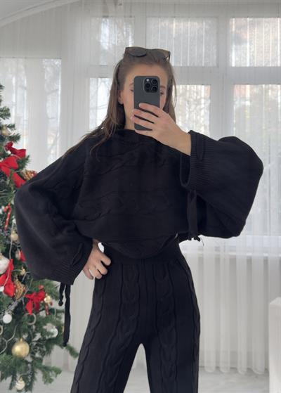 Hoddie Siyah Triko Takım
