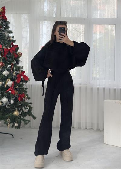 Hoddie Siyah Triko Takım
