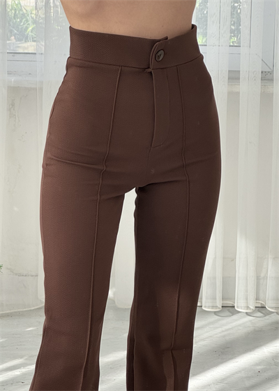 Kahverengi Zr Model Çımalı Likralı Pantolon