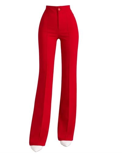 Kızmızı Zr Model Çımalı Likralı Pantolon 