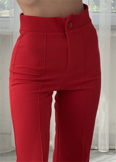 Kızmızı Zr Model Çımalı Likralı Pantolon 