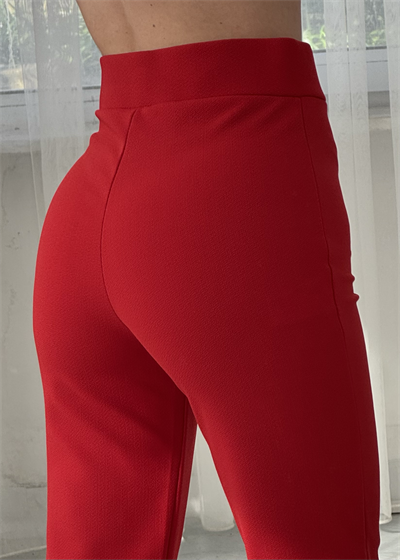 Kızmızı Zr Model Çımalı Likralı Pantolon 