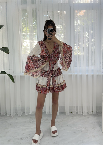 kloe Etnik Desen Pembe İkili Takım