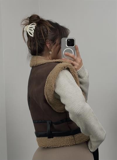 Kolsuz Acı Kahve İçi Kürklü Ceket