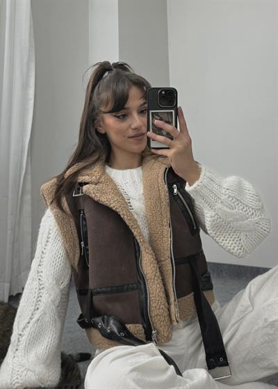 Kolsuz Acı Kahve İçi Kürklü Ceket