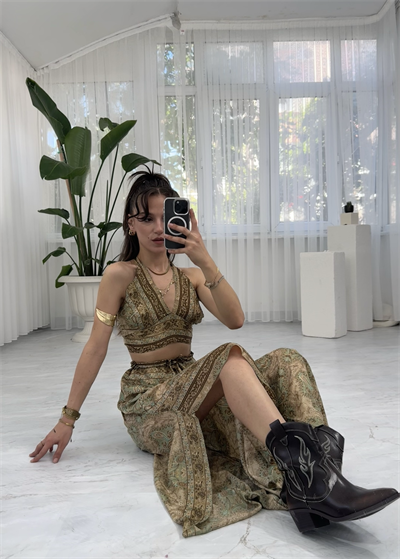 Leyz Boho Etnik Desen Alt Üst Takım