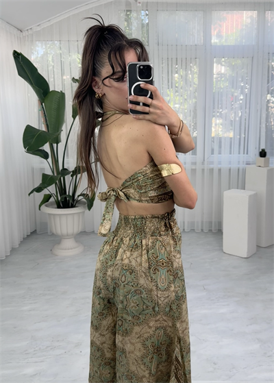 Leyz Boho Etnik Desen Alt Üst Takım