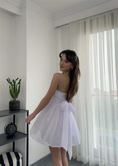 Fiona Fiyonklu Mini Beyaz Elbise 