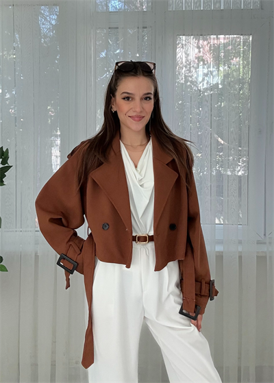 Luxe Premium Taba Kısa Trenç