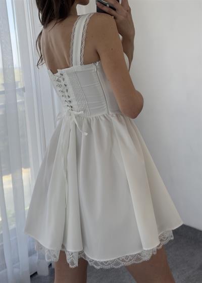 Love Mini Dantel Detaylı Sırtı Biyeli Elbise