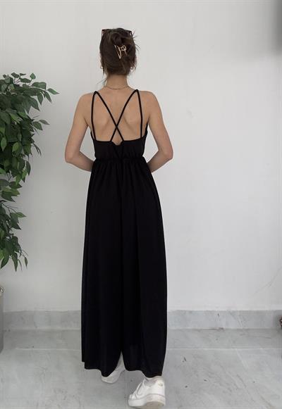 Miro Siyah Çapraz Ayarlanabilir Askılı Tulum