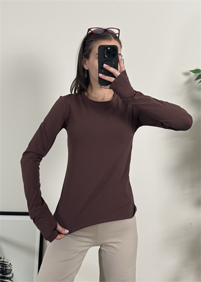 Oysh Model Parmak Geçmeli Kahverengi Body