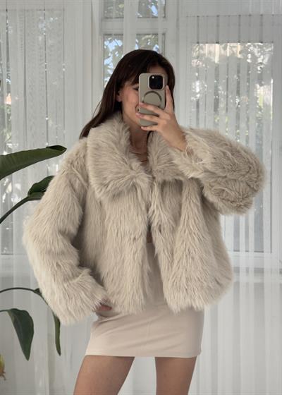 Poli Premiım Suni Ekru Kürk