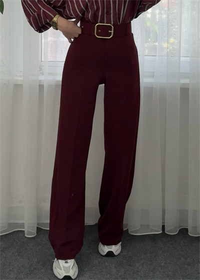 Riva Bordo Krep Kemerlİ Palazzo Pantolon 