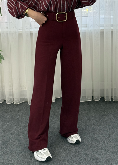 Riva Bordo Krep Kemerlİ Palazzo Pantolon 
