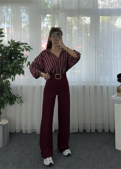 Riva Bordo Krep Kemerlİ Palazzo Pantolon 