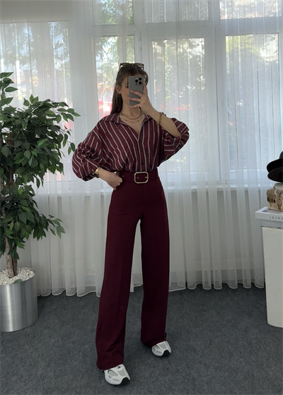 Riva Bordo Krep Kemerlİ Palazzo Pantolon 