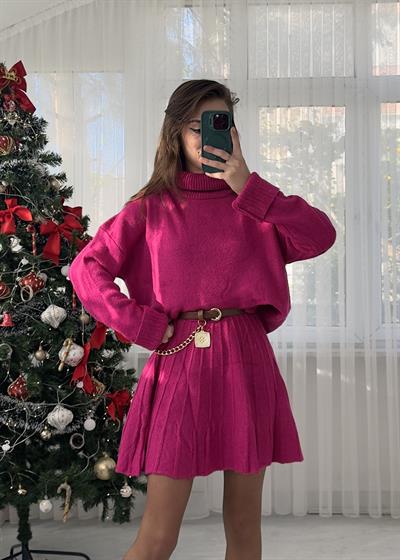 Rosalin Fuşya Triko Takım