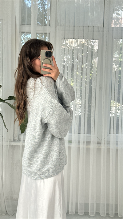 Rose Basic Açık Gri Kazak 
