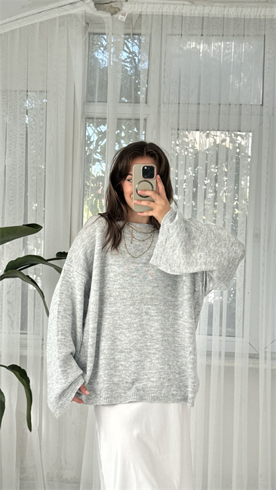Rose Basic Açık Gri Kazak 