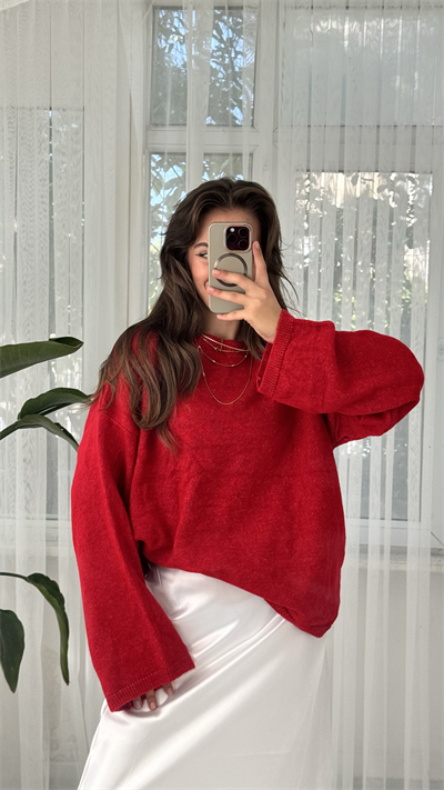 Rose Basic Kırmızı Kazak 