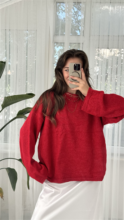 Rose Basic Kırmızı Kazak 