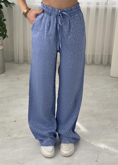 Roxy Mavi Leopar Desen Bol Paça Saten Pantolon