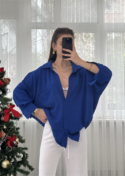 Saks İthal Ayrobin Tek Cepli Oversize Gömlek 