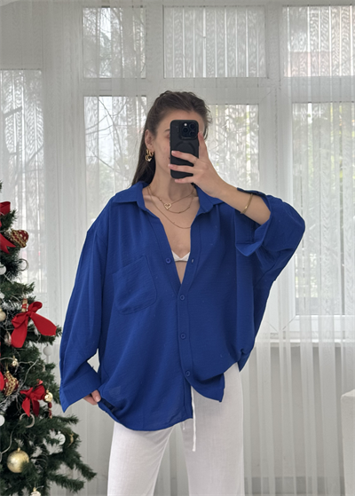 Saks İthal Ayrobin Tek Cepli Oversize Gömlek 
