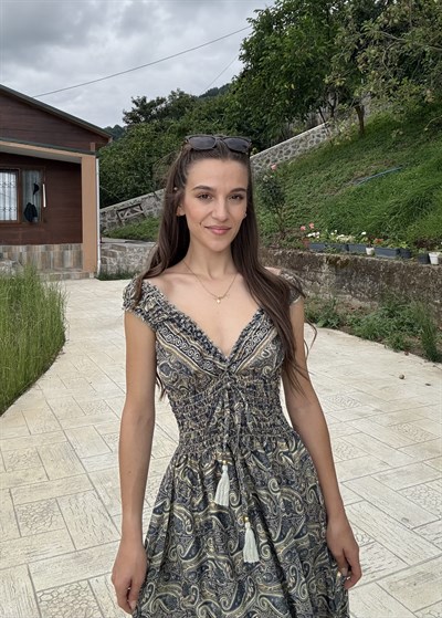 Seranya Gipeli  Etnik Desen İpek Siyah Elbise 