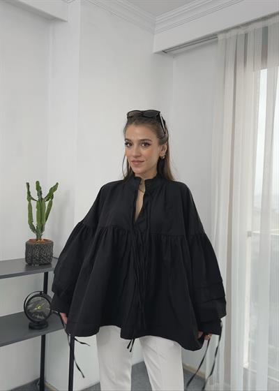 Harmony Siyah İpli Poplin Gömlek 