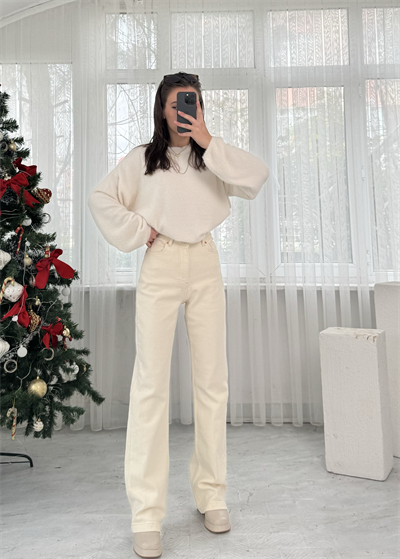 Stitched Wide Leg Relax Jeans 
