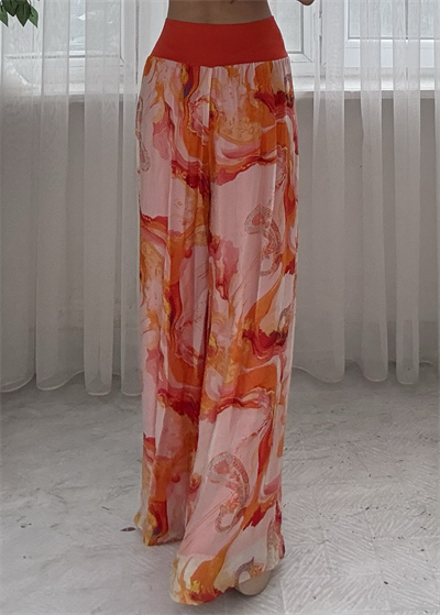 Sunset Flow Turuncu Etnik Desen Pantolon