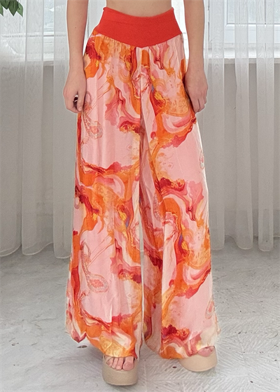 Sunset Flow Turuncu Etnik Desen Pantolon