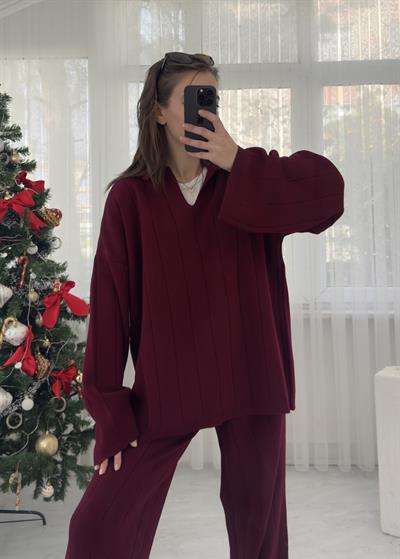 Woni Premium Bordo Triko Takım